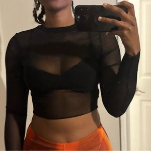 Mesh long sleeve top